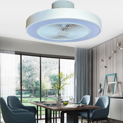 Modern Minimalist Solid Color Iron Copper LED Flush Mount Ceiling Fan Light