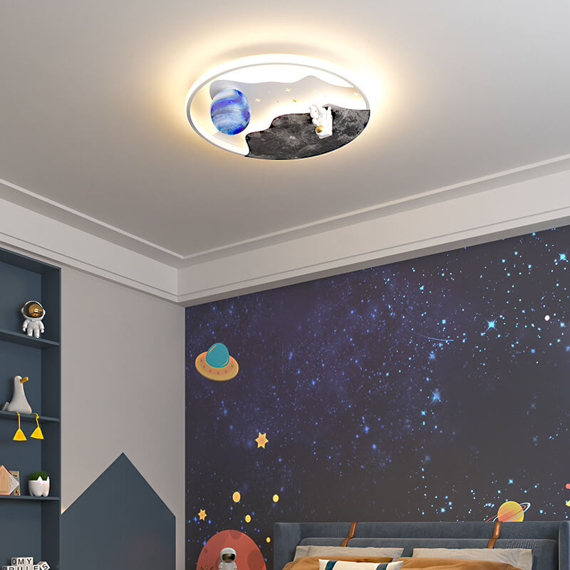 Nordic Creative Planet Astronaut LED Kids Flush Mount Ceiling Light