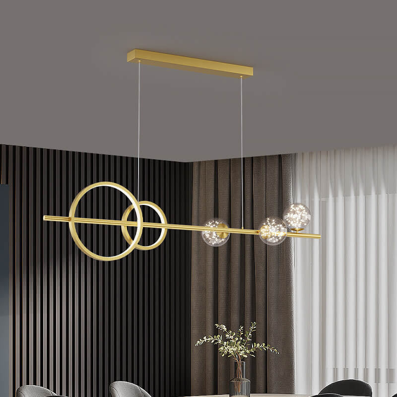 Modern Luxury Long Round Ring Full Sky Island Light LED Chandelier