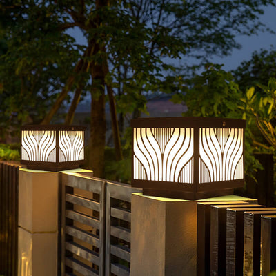 Modern Solar Patterned Stainless Steel Square Courtyard LED Path Lamp