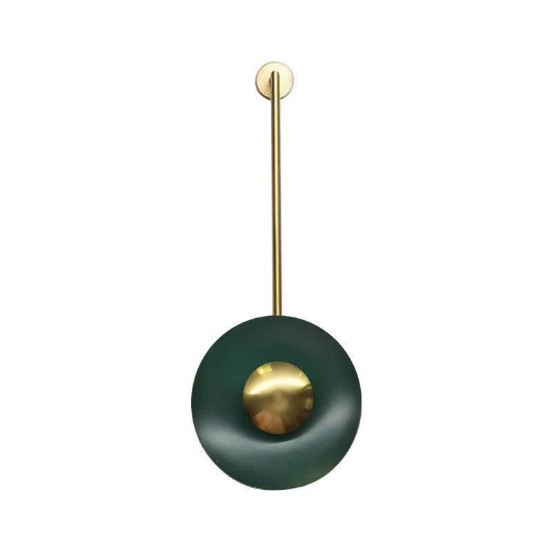 Modern Minimalist Iron Dark Green Round Long Pole LED Wall Sconce Lamp for Living Room