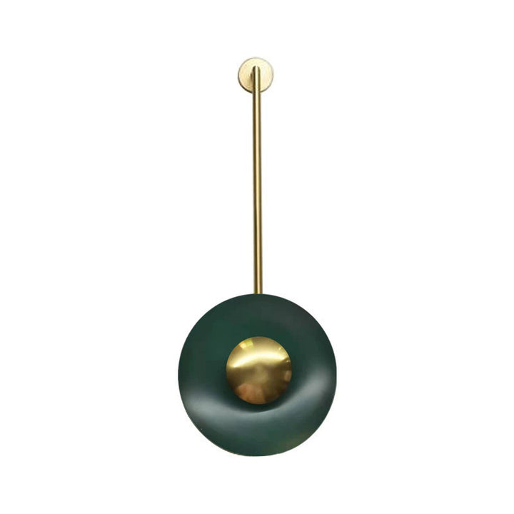Modern Minimalist Iron Dark Green Round Long Pole LED Wall Sconce Lamp for Living Room