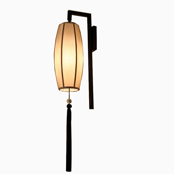 Traditionelle chinesische bemalte Stofflaternenquaste 1-Licht-Wandleuchte für den Flur 