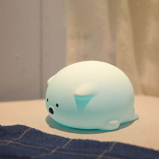 Contemporary Creative Round Silicone LED Kids Cartoon Bear Night Light Table Lamp For Bedroom