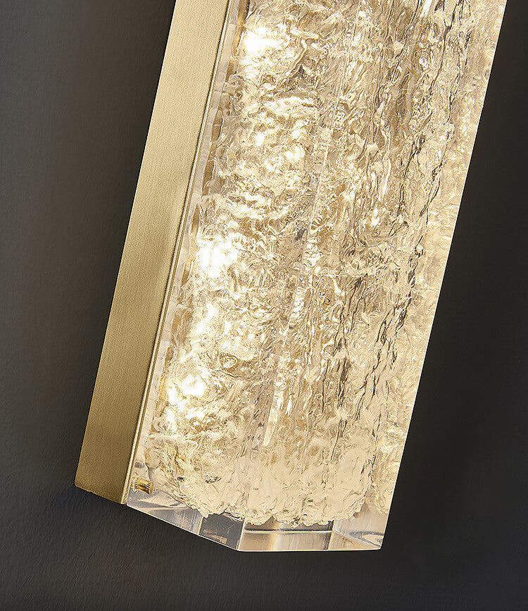 Modern Luxury Brass Clear Resin Rectangular LED Wall Sconce Lamp