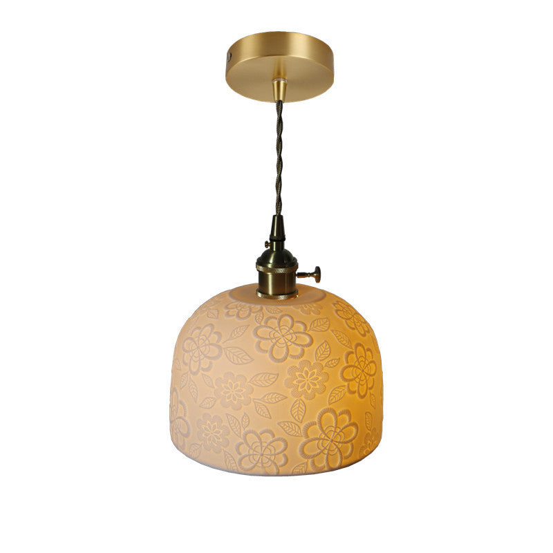 Modern Vintage Brass Ceramic 1-Light Pendant Light