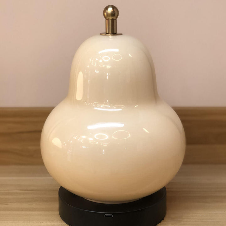 Traditional French Cream Pear Shape LED Rechargeable Touch Table Lamp For Bedroom