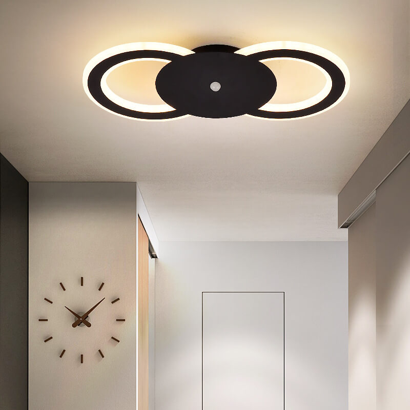 Moderne minimalistische Deckenleuchte aus schwarzem und weißem Metall mit LED 