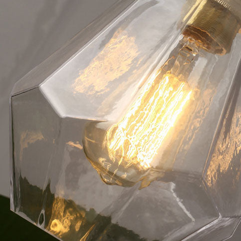 Japanische Vintage Messing Glas geometrische Krug 1-Licht Pendelleuchte 