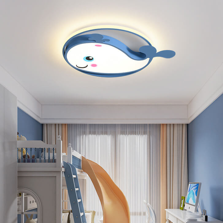 Cartoon Creative Dolphin Circle LED Kids Flush Mount Ceiling Light