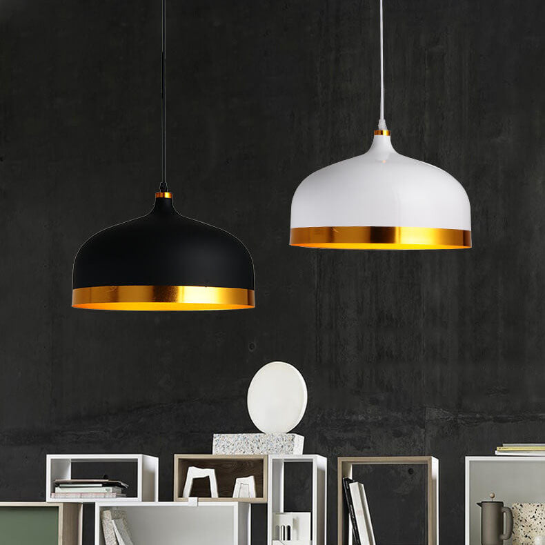 Lustre suspendu moderne en aluminium demi-rond à une lumière 