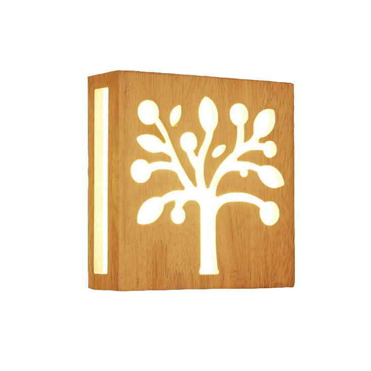 Modern Creative Solid Wood Happy Tree &  Antler Pattern LED Wall Sconce Lamp
