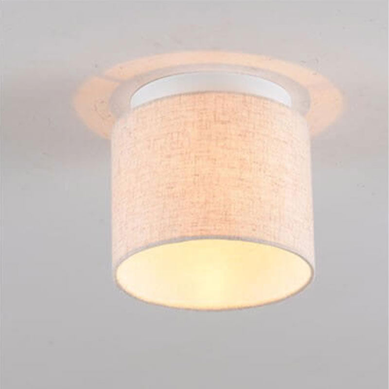 Nordic Simple Fabric Cylindrical Design 1-Light Flush Mount Light