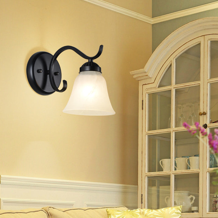 Contemporary Retro Rustic Iron Glass 1-Light Wall Sconce Lamp