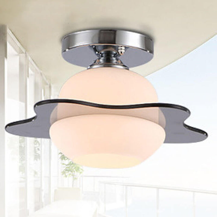 Moderne kreative Glasrunde Spitze 1-Licht Semi-Flush Deckenleuchte 