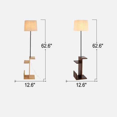 Nordic Fabric Column Shade Log Shelf 1- Leichte Steh-Stehlampe
