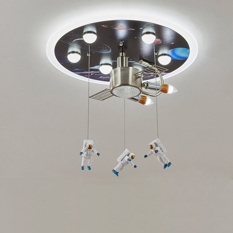 Cartoon Creative Astronaut LED Kids Flush Mount Ceiling Light