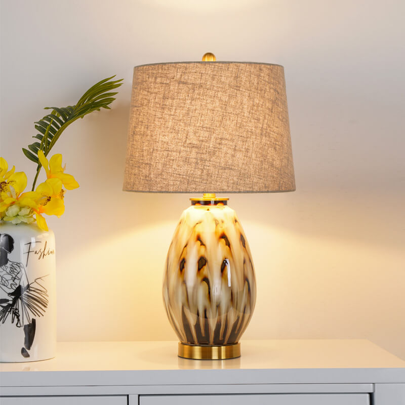 Lampe de table à 1 lumière avec base en céramique motif d&