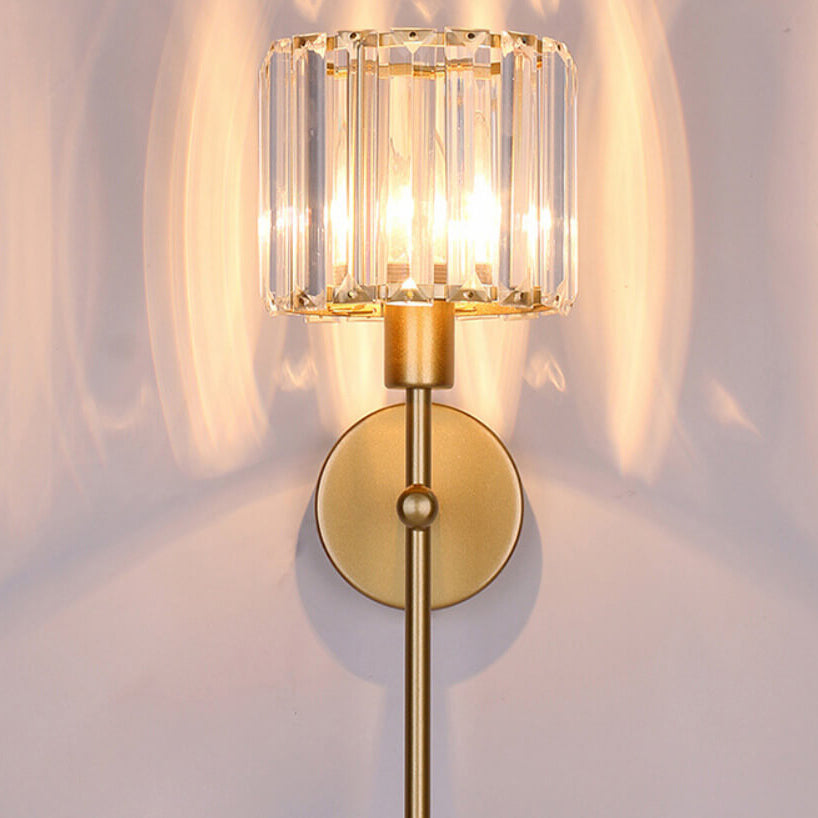 Moderna lámpara de pared de brazo largo de cristal de lujo ligero de 1 luz 