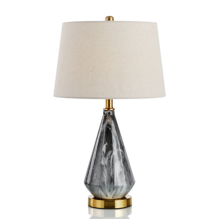 Moderne minimalistische Tischlampe mit konischem Keramiksockel und Stoffschirm, 1-flammig, für Wohnzimmer &amp; Schlafzimmer 