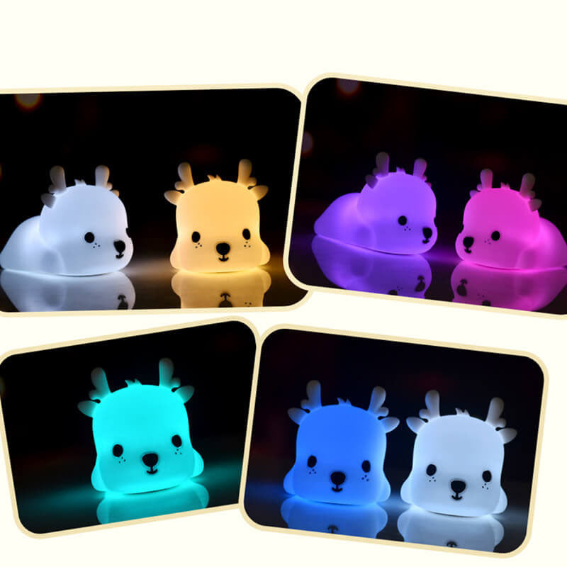 Lampe de table en forme de cerf créative en silicone LED avec chargement USB 
