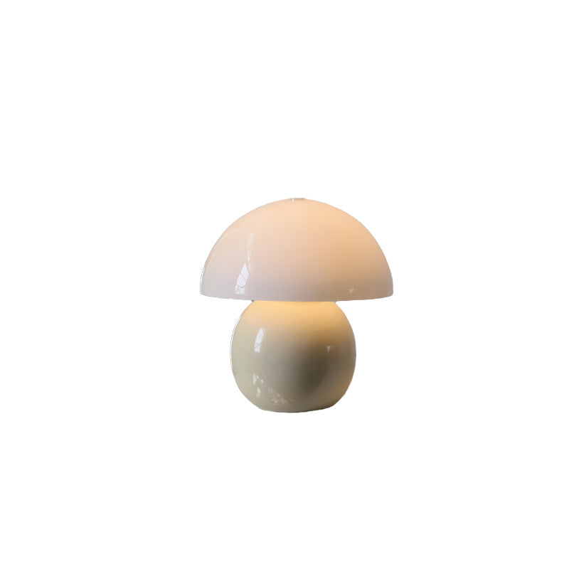 Vintage Cream Glass Mushroom Ceramic Dome LED Table Lamp