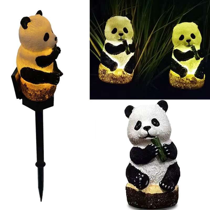 Solar Resin Panda Outdoor Waterproof Patio Decorative Ground Plug Light