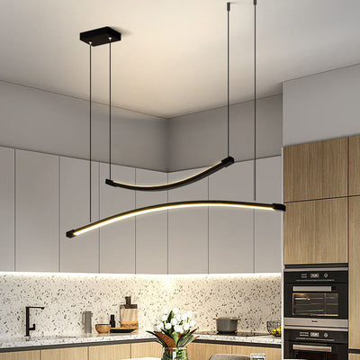 Modern Minimalist Double Curves Line Island Light LED Chandelier