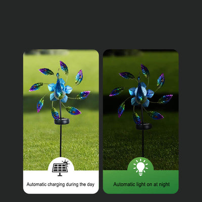 Solar Peacock Windmill Outdoor Garden Decorative Landscape Light