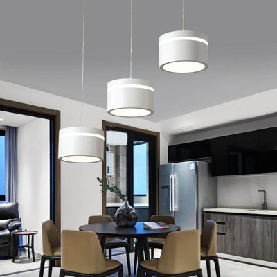 Nordic Minimalist Iron Round Drum Shade 3-Light LED Chandelier