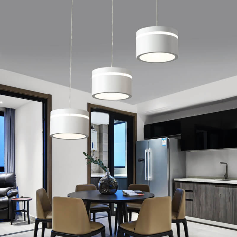 Nordic Minimalist Iron Round Drum Shade 3-Light LED Chandelier