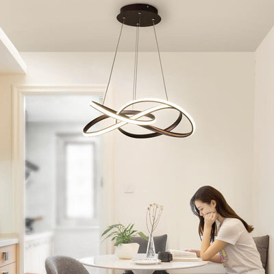 ثريا LED من الألومنيوم والأكريليك بتصميم حلقة فنية نوردية 