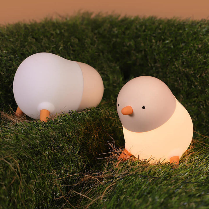 Lampe de table LED avec veilleuse en silicone créative en forme de poussin de dessin animé 