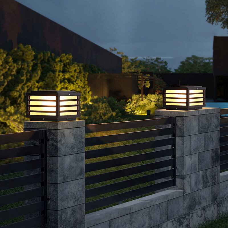 Moderne minimalistische wasserdichte Solar-Quadrat-Aluminium-PC-LED-Pfostenlandschaftsbeleuchtung für den Garten 