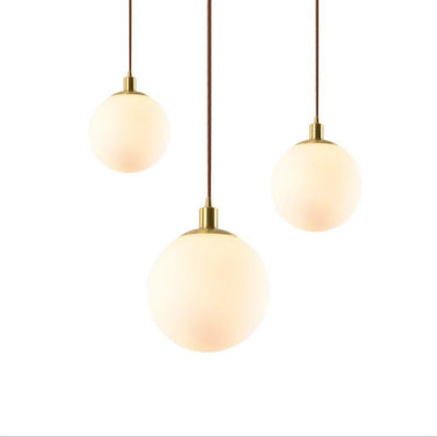 Nordic Minimalist Milky White Glass Ball 1-Light Pendant Light