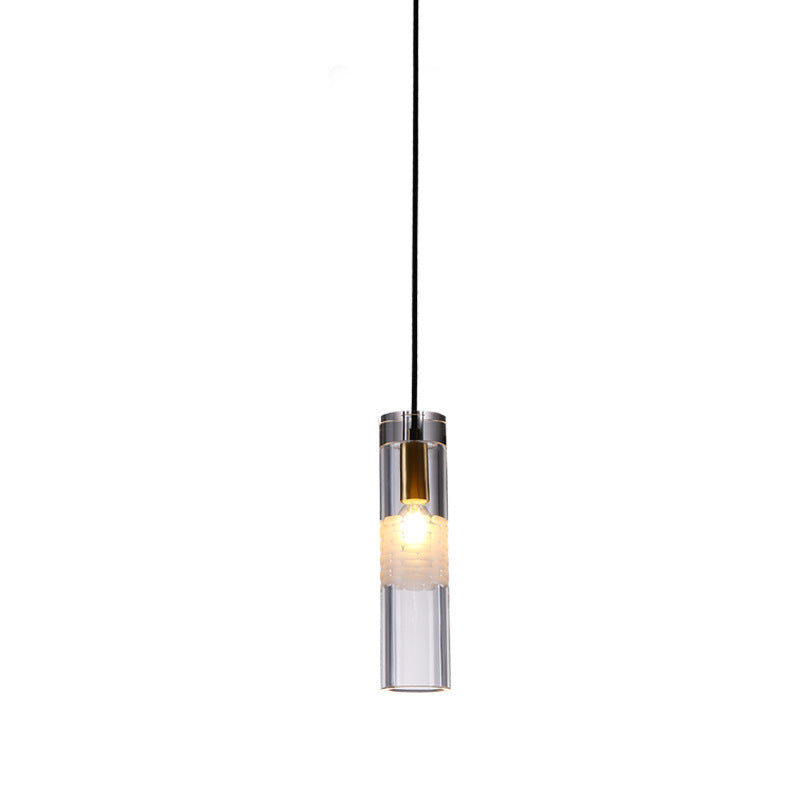 Nordic Light Luxury Crystal Column Brass 1/3 Light Island Light Chandelier