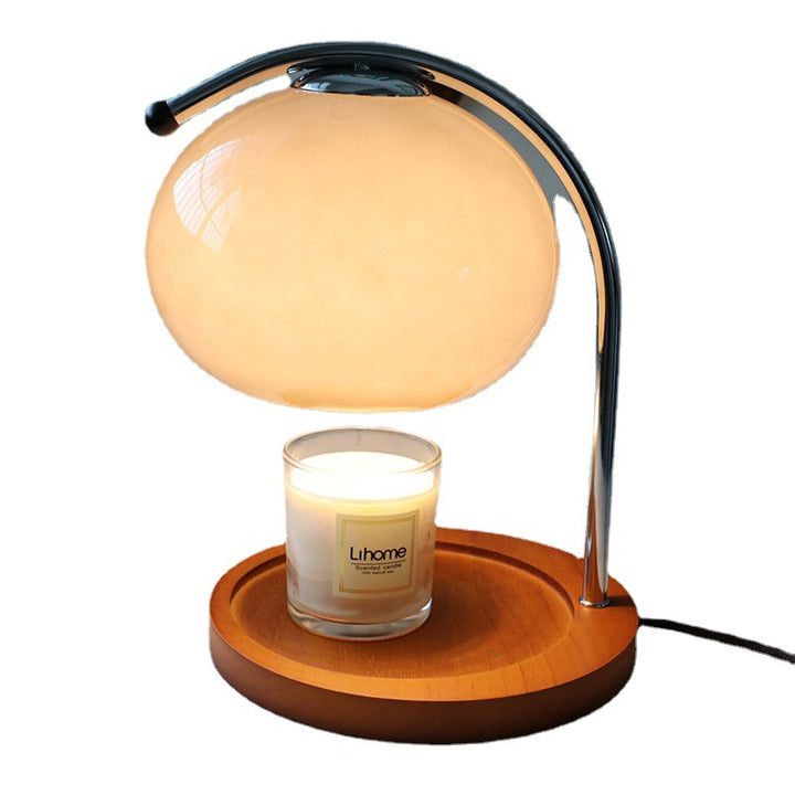 Contemporary Retro Glass Dome Solid Wood Metal Base 1-Light Melting Wax Table Lamp