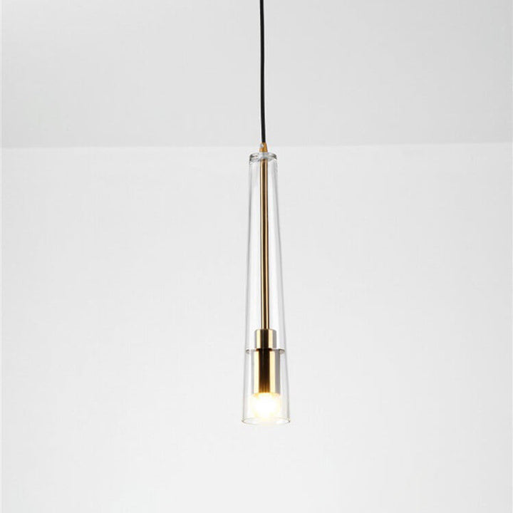 Nordisches minimalistisches klares Glas langes, verjüngtes 1-Licht-Pendelleuchte 