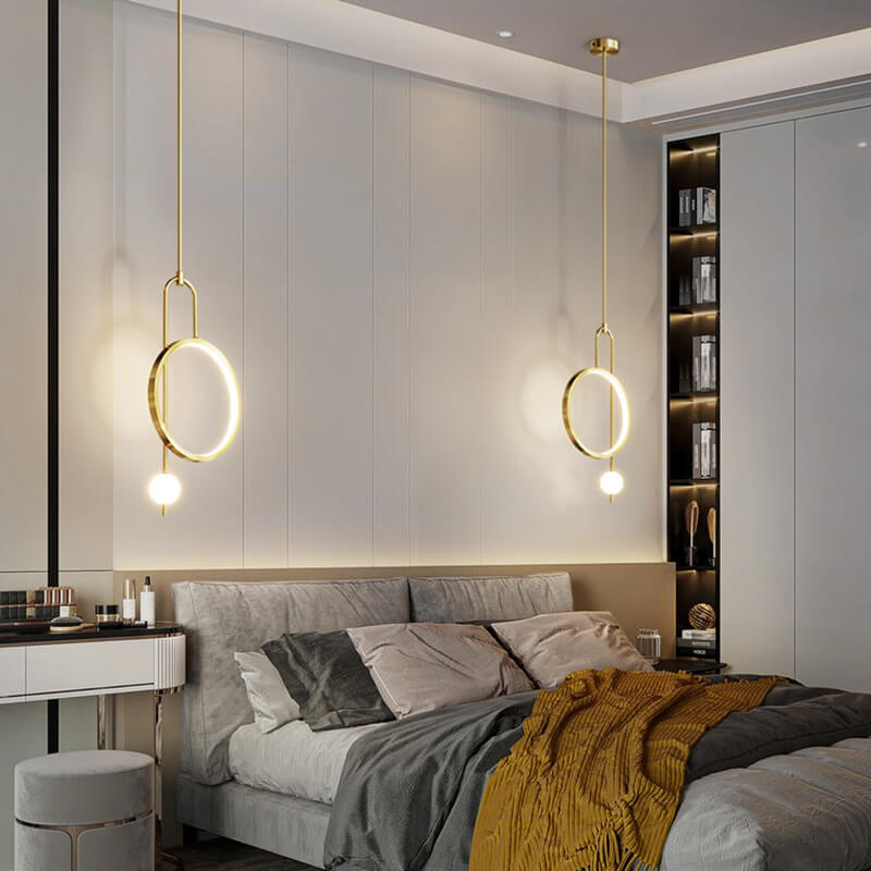 European Minimalist Light Luxury Circular Hardware Acrylic LED Chandelier