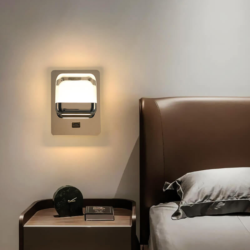 Lampe murale LED carrée en acrylique simple et moderne en acier inoxydable 