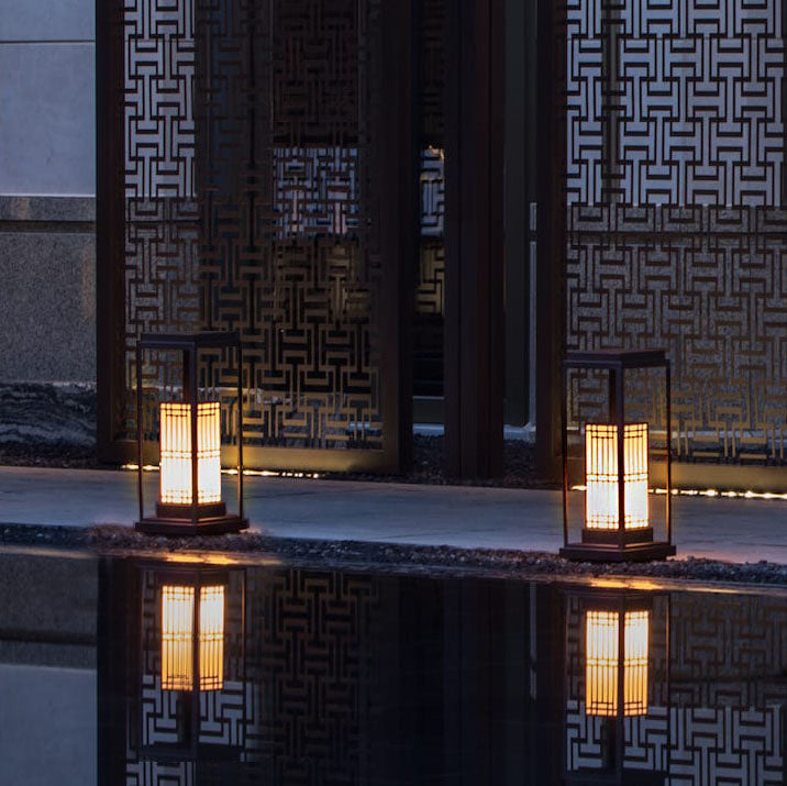Luz exterior para jardín de césped impermeable con LED solar de mármol de acero inoxidable retro moderno 
