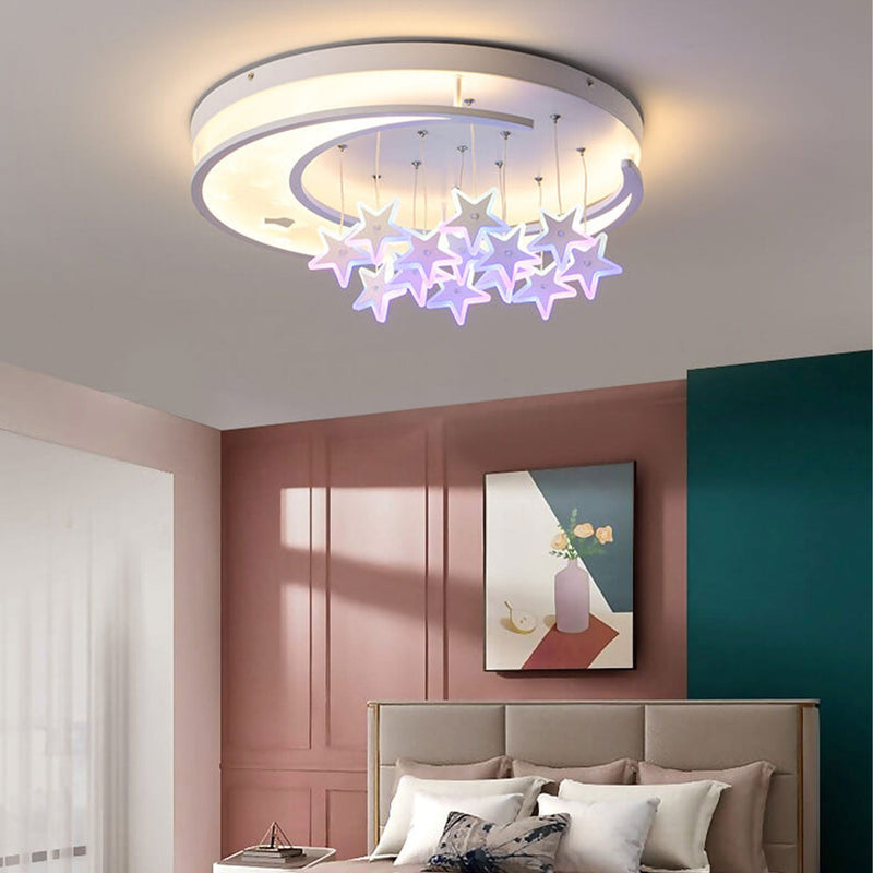 Modern Creative Star Hanging Round LED Flush Mount Ceiling Light