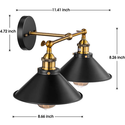 Moderne industrielle Vintage Eisen 2-flammige Wandleuchte 