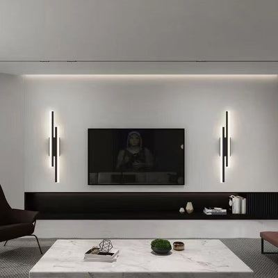 Moderne minimalistische Linien LED-Wandleuchte aus Eisen-Acryl 