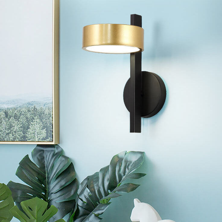 Nordic Light Luxury Schwarz Gold Eisen Runde Kopf LED Wandlampe 