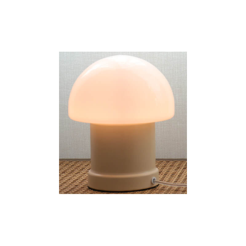 Lampe de table à une lumière en forme de colonne de champignon crème vintage 
