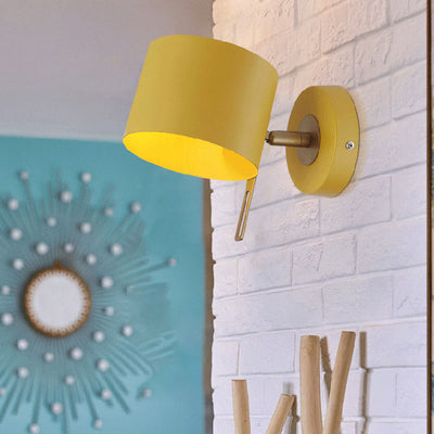 Nordic Minimalist Macaron Solid Color Iron 1-Light Wall Sconce Lamp