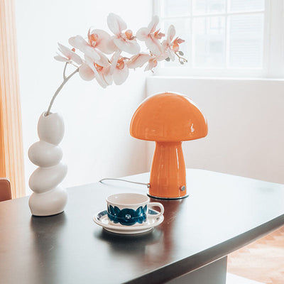 Contemporary Simplicity Iron Glass Mushroom Shape 1-Light Table Lamp For Study
