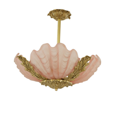 Modern Art Deco Shell Shape Brass Finish Frame 3/4-Light Chandelier for Living Room