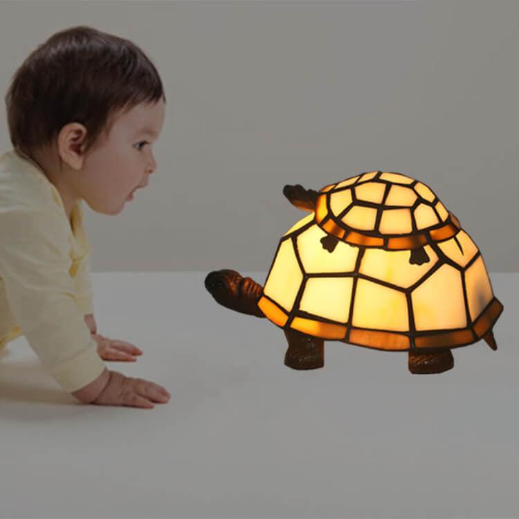 Europäische Tiffany-Schildkröten-Buntglas-1-Licht-Nachtlicht-Tischlampe